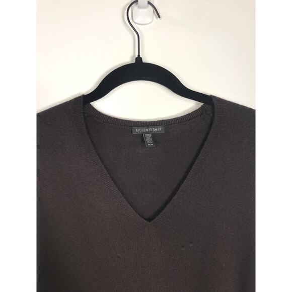 Eileen Fisher Women's M Dark Brown Wool Long Tunic Sweater Comfy Fall Winter - Picture 3 of 12